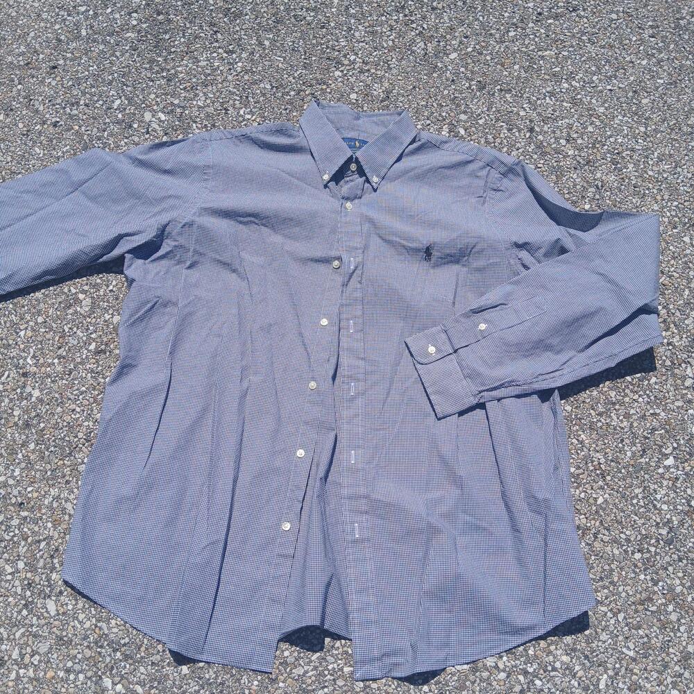 Ralph Lauren Shirt Mens 2XL Blue Check Classic Fit Button Down Long Sleeve